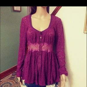 Free People burgundy blouse Sz-S